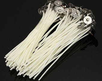 30 Pcs (10 cm) Cotton Core Waxed Candle Wick & Sustainers