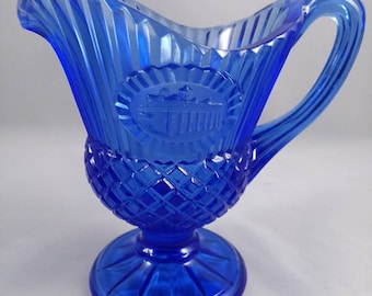 Vintage Cobalt Blue Footed Cream Pitcher