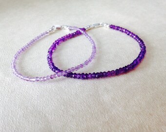 Amethyst bracelet/ gemstone bracelet/ birthstone jewelry/ birthstone bracelet/ February birthstone bracelet/ delicate amethyst bracelet