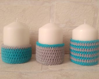 Set of 3 candle holders to crochet