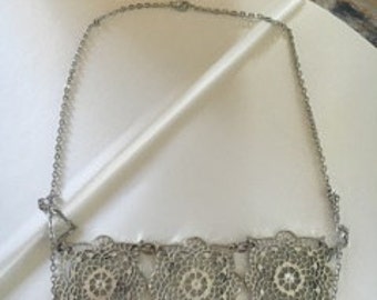 Vintage Lace Inspired Silver Necklace