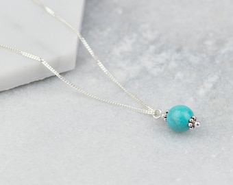 Sterling Silver Turquoise Necklace, Turquoise Necklace, Turquoise Necklace Pendant, Turquoise Jewellery, December Birthstone, Necklaces