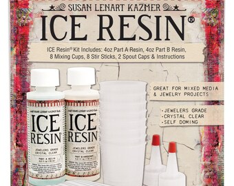 Ice Resin 8oz Kit, Self Doming Resin, Jeweler Grade, 8 oz Resin, No UV lamp needed, Casting Epoxy, Crystal Clear, Handcraft Resin Jewelry