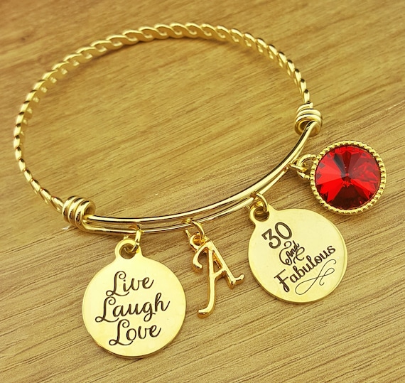 Gold Bangle 30 Birthday Gift 30th Birthday Gift Birthday Gift Birthday Gifts for Her Birthday Gift for Friend Birthday Gifts 30 and Fabulous