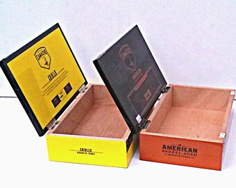 Box, Collectible Set Wood Repurposed Cigar Box, Camacho American Bourbon Barrel Cigar Box, Decorative Box, Craft Supply, Stash Box, Gift Box