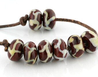 Giraffe Handmade Glass Lampwork Beads (8 Count) by Pink Beach Studios - SRA (1850)