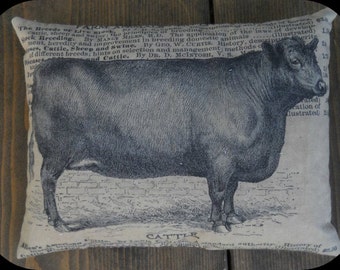 Bull Feed Sack Pillow