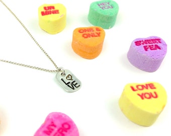 Love Necklace - Sterling Silver Love Necklace - Love is in the Air - Valentines Day Necklace - Simple Necklace - Heart Necklace - Valentine