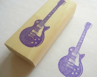 Musical Instrument Rubber Stamp Les Paul Electric Guitar