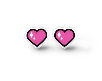 Magical Heart Stud Earrings - Fairy Kei, Harajuku, Soft Grunge