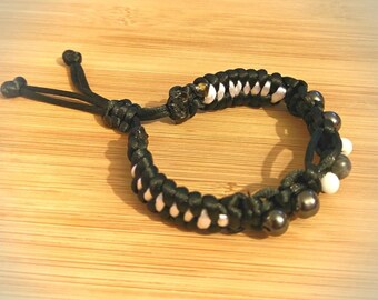 black and white shambhala style bracelet