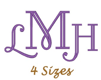 Monogram Font Embroidery design. (4 sizes)