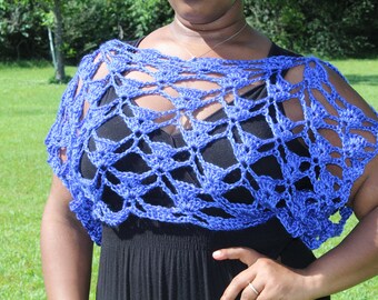 Royal Blue Crochet Crop Top Cover-up - Summer Top - Handmade