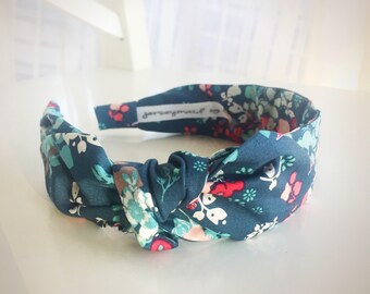 Cute bow Headbands for women narrow side knot headband Women's Fabric Headband side knot topknot bow Adult headband woman Woman . Blue