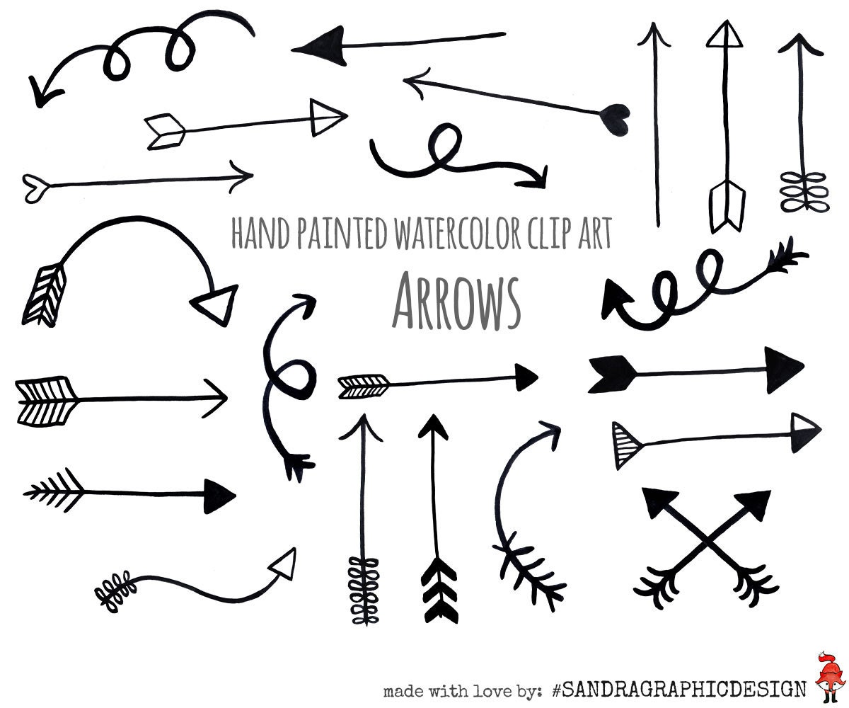 Arrow clip art BLACK ARROWS hand painted black