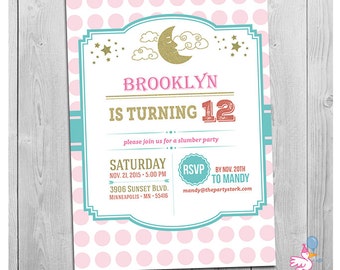 Slumber Party Invitation, Printable Slumber Party Invite, Sleepover Party Invitation - Printable