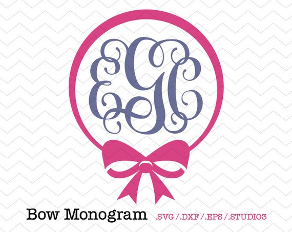 Download Bow Circle Monogram SVG DXF EPS Studio3 Cut File for