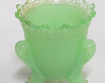 Degenhart Glass Forget Me Not Victorian Toothpick Holder Green