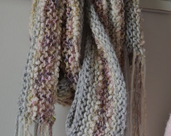 Hand Knitted Scarf, Dawn Sky, Wearable Art, Luxurious Cowl Hand