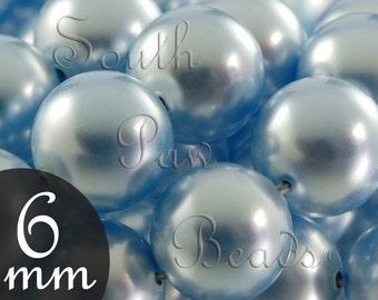 6mm Light Blue Swarovski pearl beads, Style 5810 (25)