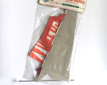 Vintage 10" Pleated Paper Go Team Megaphone Centerpiece Denmark NOS
