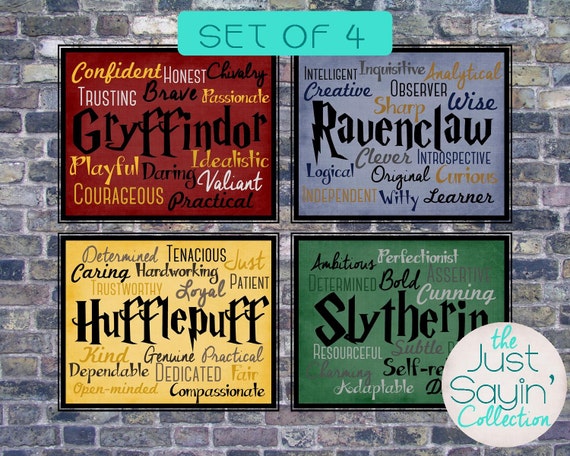 SET von vier Harry Potter Hogwarts Haus 8 x 10 Drucke