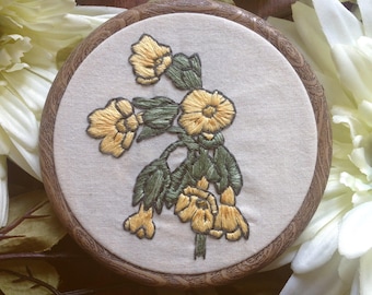 Floral Cowslip Botanical Embroidery Hoop