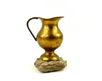 Brass pitcher - Vintage brass creamer - Gold water pitcher - Rustic brass home decor - Shabby Chic home decor