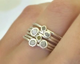 Rough Diamond Stacking Ring in Sterling Silver