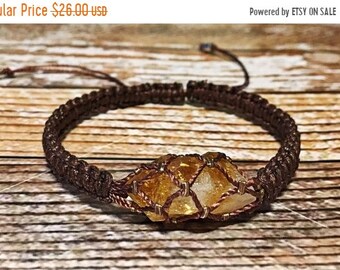 SALE Raw Citrine Bracelet, Chakra Healing Bracelet, Healing Crystal Bracelet, Raw Crystal Jewelry