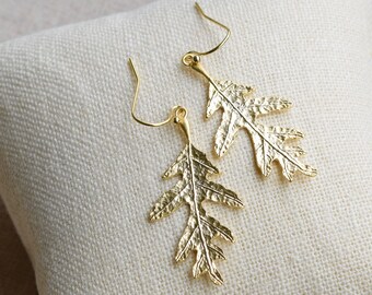 Oak Leaf Earrings, Gold or Silver Oak Leaves, Leaf Earrings, Oak Leaf Jewelry, Gold or Silver Leaves
