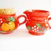 Rustic Set of Red German Vintage Waechtersbach Sugar Bowl & Creamer Made in West Germany Ceramic from 70ies