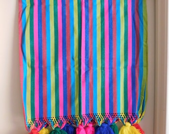 Vintage Guatemalan Textile, Runner, Tablecloth, Striped Fabric
