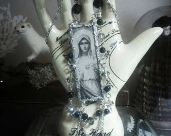The Weeping Menagerie series. Memorial death funeral card mourning soldered pendant necklace.