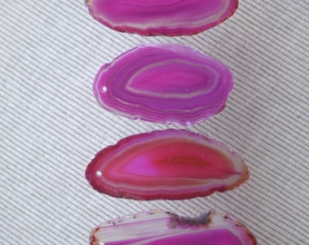 ONE HOLE Brazilian PINK agate slice - agate slice pendant pink agate stone slice