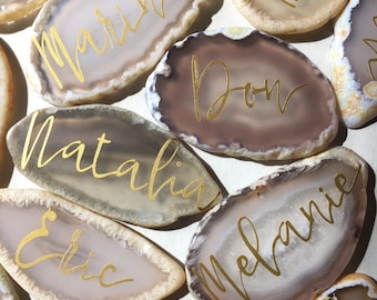 Custom Agate Slices Wedding Name Place cards personalized for you wedding guests and Table Settings - perfect for wedding favors