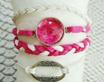 "jewel forever" bracelet MULTISTRAND pink and white