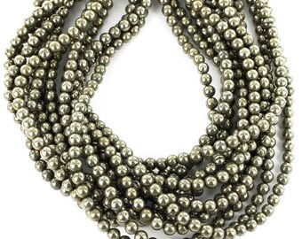 PYRITE ROUND BEADS 6.5mm 15"