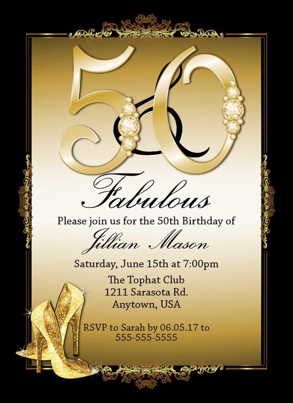 50th birthday invitation for woman 50th birthday fifty and 50th birthday invitations