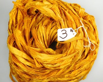 Silk Sari Ribbon, recycled sari ribbon, Sari Silk Ribbon, rug making supply, Aztec gold ribbon, weaving supply, knitting supply