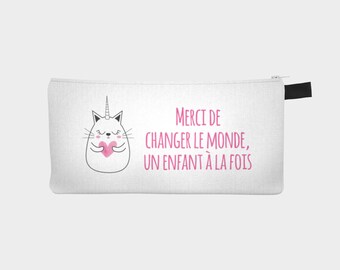 Chest pencil - makeup pouch "Unicorn kitten" for teacher