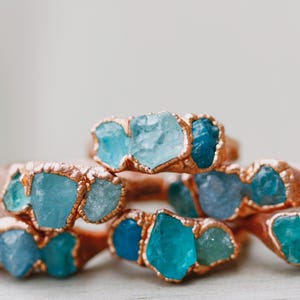 Raw Aquamarine Ring: rose gold gift for her promise ring, march birthstone ring, natural rose gold ring, littlesycamore little sycamore