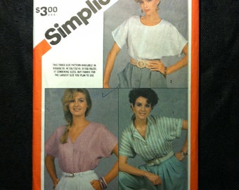 1982 Vintage Top Pattern Simplicity 6277 Size 16,18,20 Bust 38,40,42