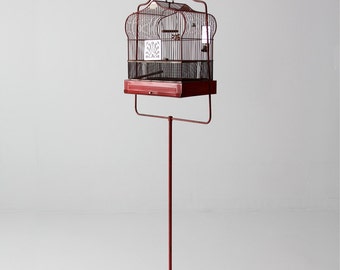antique bird cage with stand, red Crown birdcage, decorative bird cage
