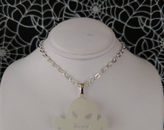 Resin Ghost Pendant, Blue Glow in the Dark, 010