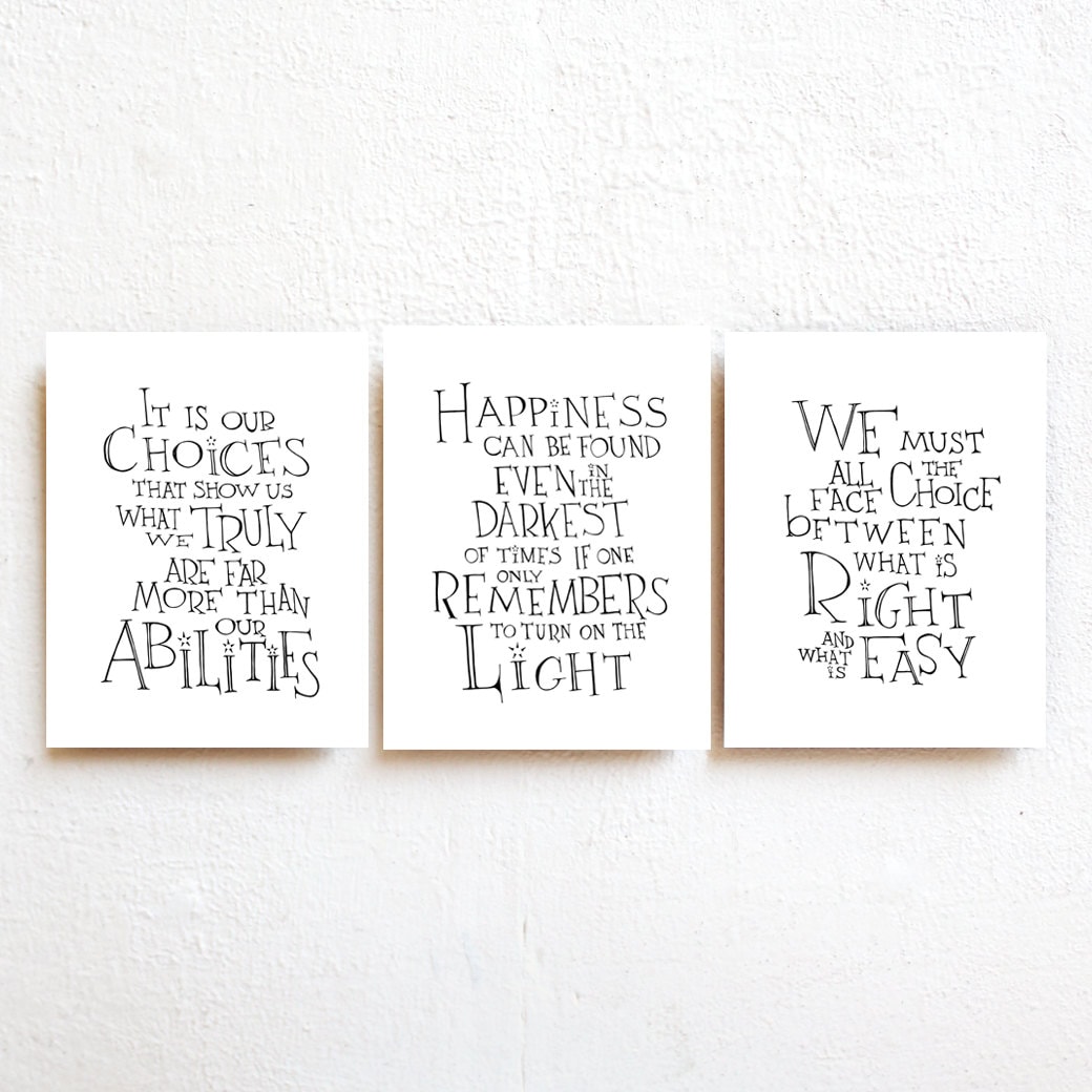 harry potter print albus dumbledore quotes wall decor set of