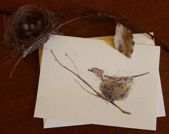 Greeting card - small nest on twigs