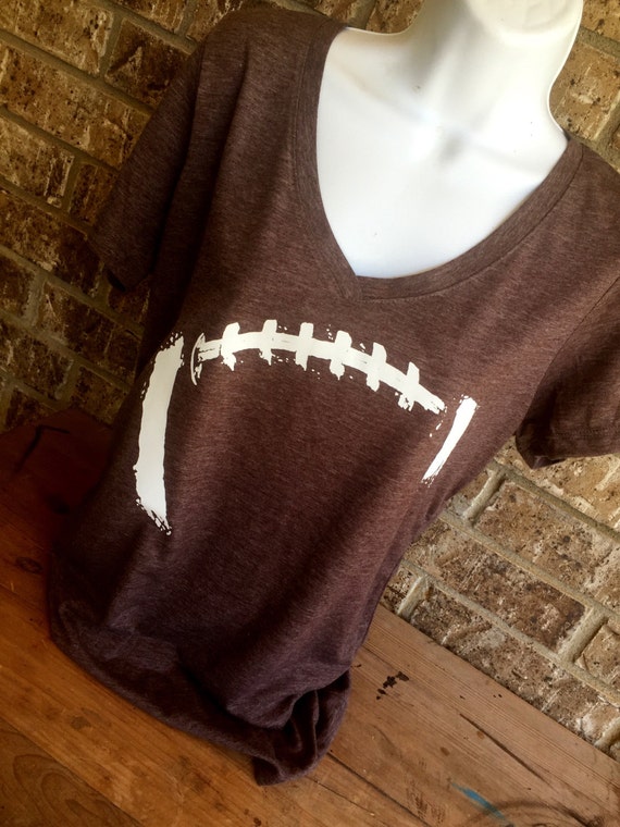 V neck Football Laces T-Shirt football mom shirt Short