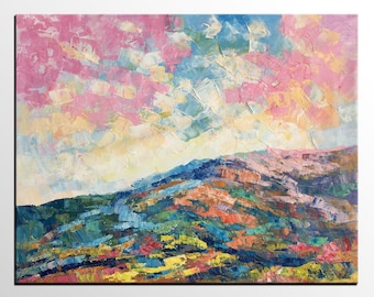 Oil Painting Lanscape, Original Canvas Art, Abstract Mountain Art, Canvas Art Painting, Bedroom Wall Art, Lot's of Texture, Art on Canvas