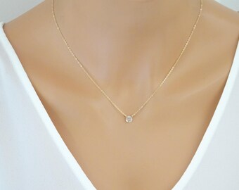 Aquamarine necklace, Ultra delicate gemstone necklace, bridesmaid necklace, Aquamarine pendant, March Birthstone jewelry